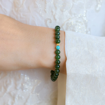 Natural Hetian Jade Bracelet (with Freshwater Pearl & Natural Turquoise)