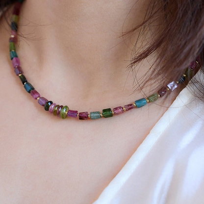 Natural Rainbow Tourmaline Necklace