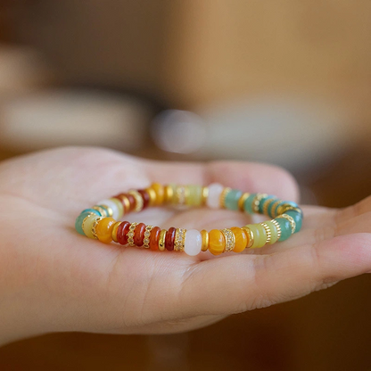 Natural Multi-color Gemstone Rainbow Bracelet (Walking Dopamine)