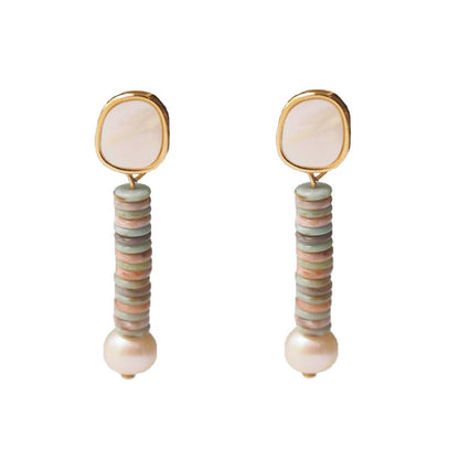 Mother-of-pearl vintage natural pearl tassel earrings