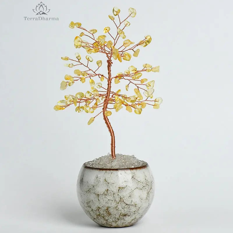 Natural crystal crushed stone money-attracting tree - TerraDharma