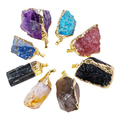 Terra Dharma Natural Crystal Quartz Raw Crystal Necklace,Rose quartz/Amethyst/Citrine/Aventurine Pendant necklace,Crystal Jewelry - TerraDharma