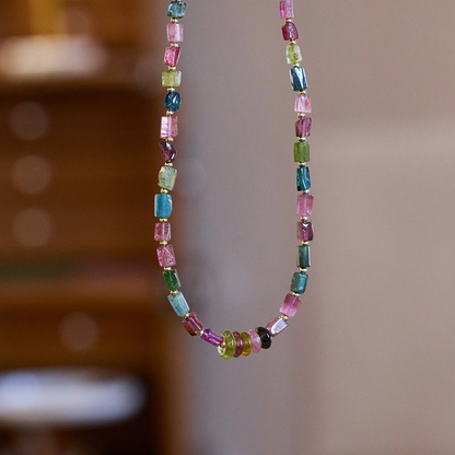 Natural Rainbow Tourmaline Necklace
