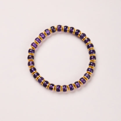 Natural Barrel-shaped Beads of Amethyst Bracelet