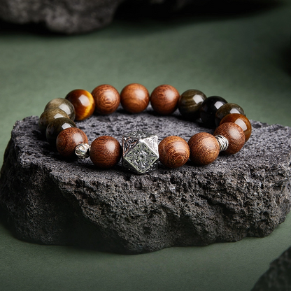 Golden Obsidian & Sandalwood & Yellow Tiger‘s Eye Beaded Bracelet
