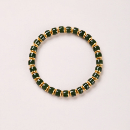 Natural Barrel-shaped Beads of Hetian Jade Bracelet