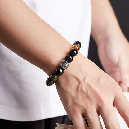 Obsidian & Golden Obsidian & Yellow Quartz Bracelet
