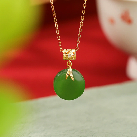 Hetian Jade & Bamboo - Inspired Pendant Necklace