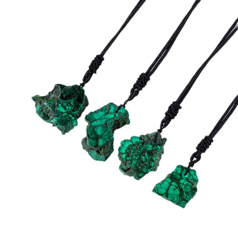 Terra Dharma Malachite Necklace – Natural Green Crystal Pendant on Adjustable Cord - Crystal Healing - TerraDharma