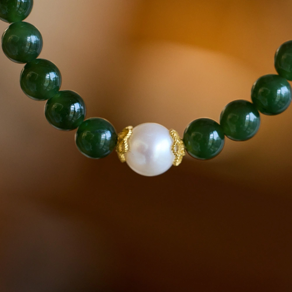 Natural Hetian Jade Bracelet (with Freshwater Pearl & Natural Turquoise)