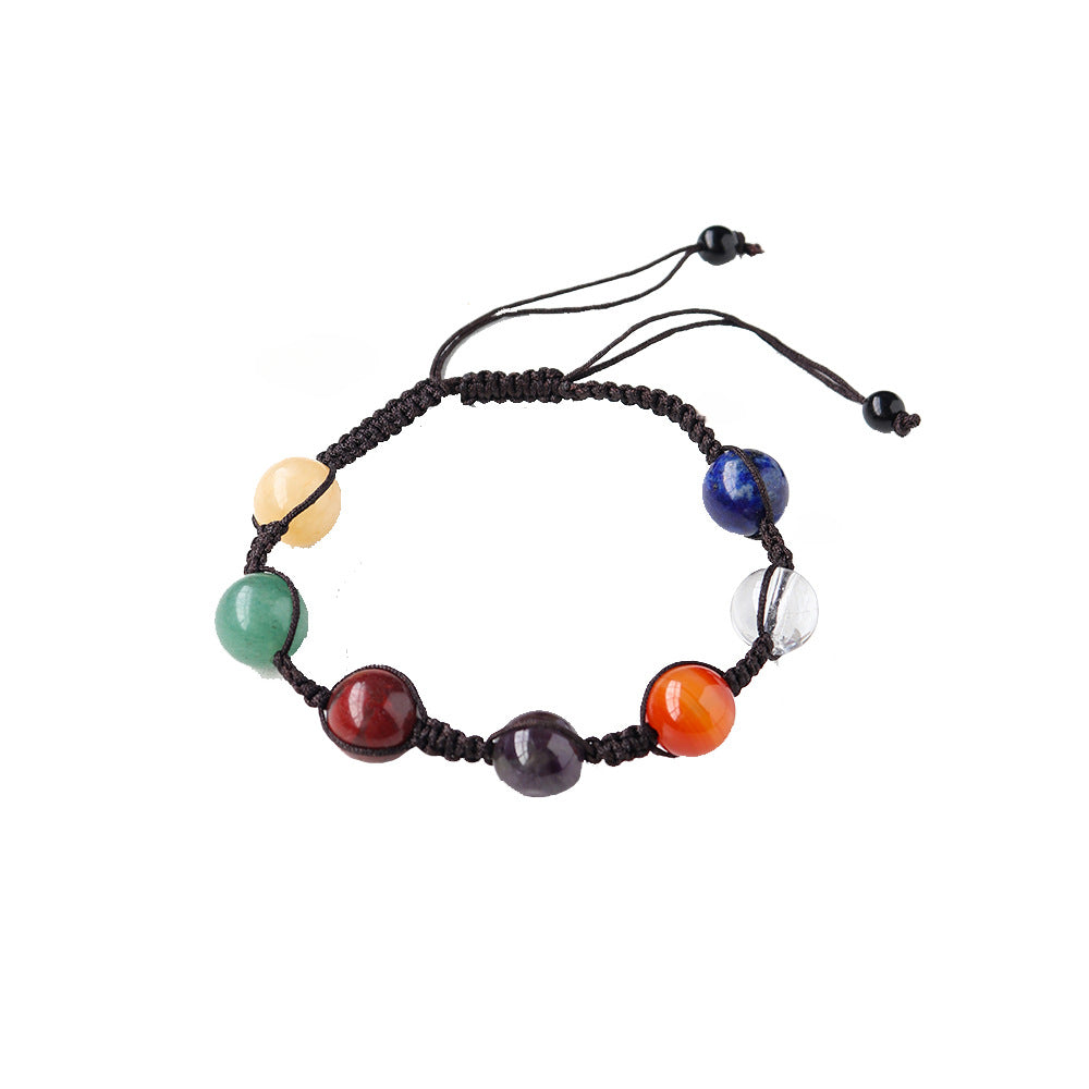 Terra Dharma Natural crystal seven-color gemstone round bead bracelet - TerraDharma