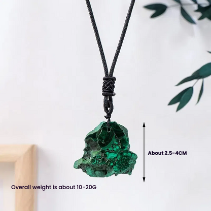 Terra Dharma Malachite Necklace – Natural Green Crystal Pendant on Adjustable Cord - Crystal Healing - TerraDharma
