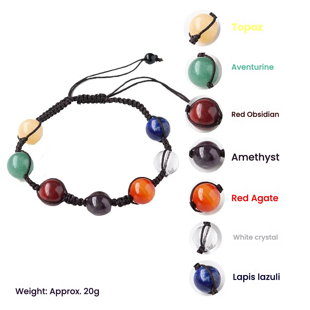 Terra Dharma Natural crystal seven-color gemstone round bead bracelet - TerraDharma