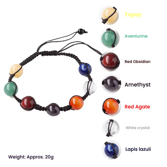 Terra Dharma Natural crystal seven-color gemstone round bead bracelet - TerraDharma