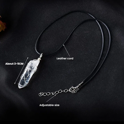 Terra Dharma Natural White Crystal Necklace, Wire Wrapped Crystal Pendant, Clear Quartz pendant, gemstone necklace, Christmas gifts. - TerraDharma