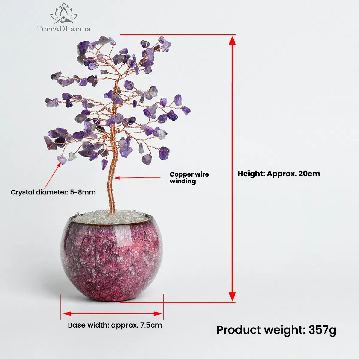 Natural crystal crushed stone money-attracting tree - TerraDharma