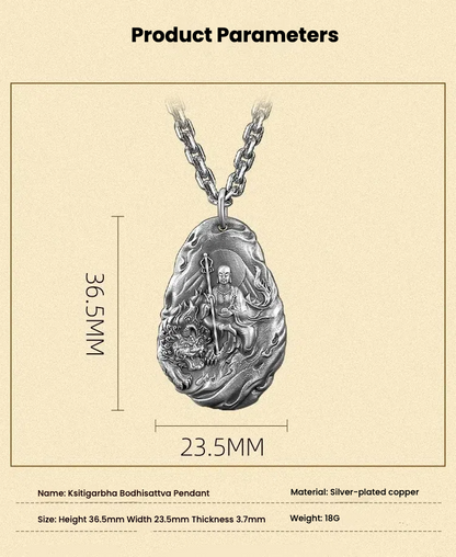 TerraDharma Ksitigarbharaja Silver pendant - TerraDharma