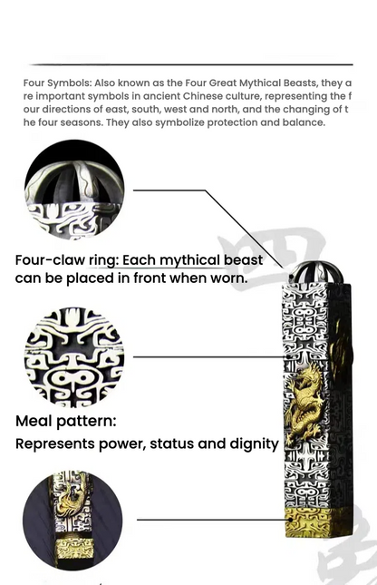 A pendant featuring the mythical auspicious beasts of the Four Symbols: the Blue Dragon, the White Tiger, the Vermilion Bird and the Black Tortoise - TerraDharma