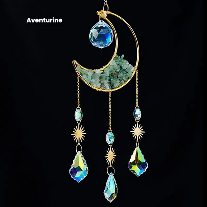 Crystal Half Moon Suncatcher Sun and moon Sun Catcher Perfect Gift Gemstone Window Decor Rainbow Maker Home Decor Hanging Art Boho Handmade - TerraDharma