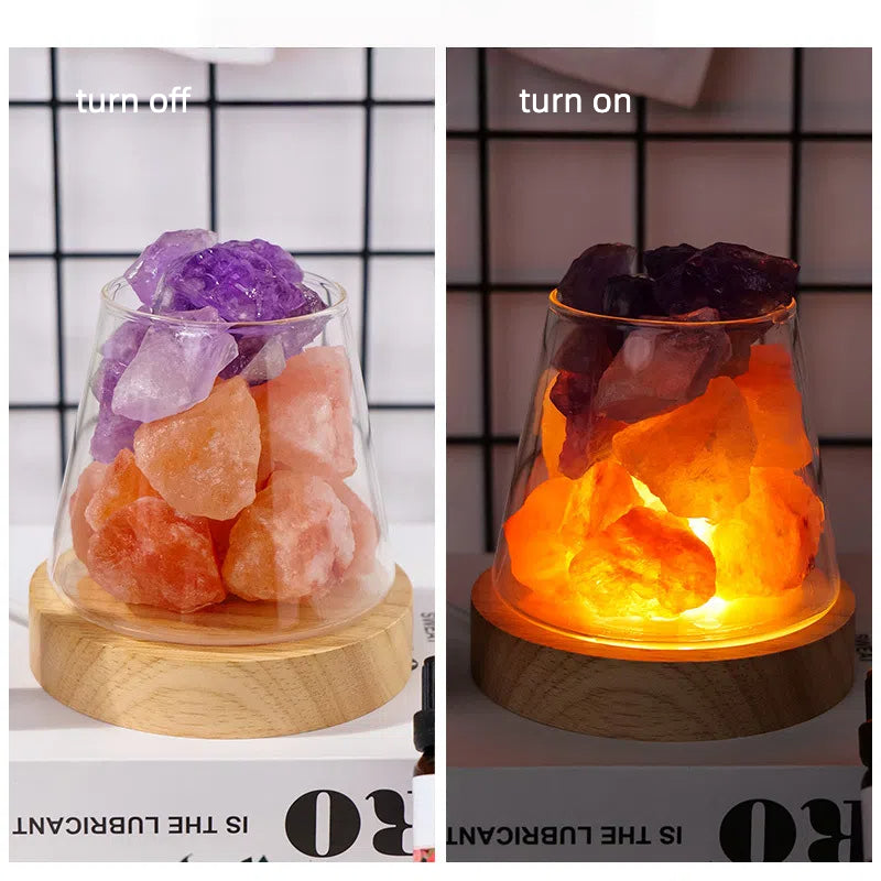 Crystal Light Diffuser | Amethyst, Green, Rose quartz, Clear Quartz | Essential Oil Aromatherapy  | Calming & Good Luck - TerraDharma