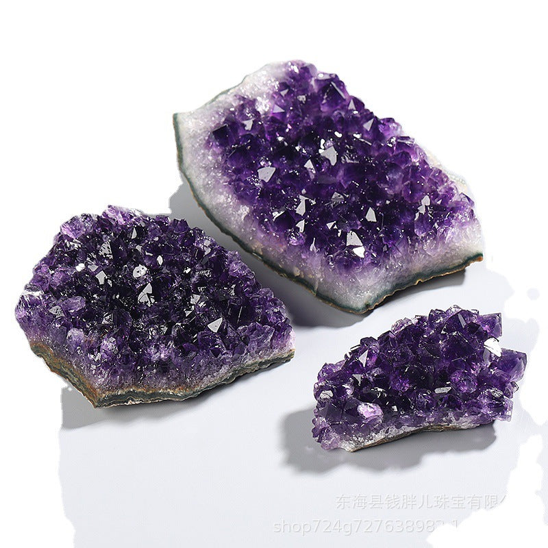 Terra Dharma Natural Raw Amethyst Pendant Necklace, Gold / Silver Amethyst Druzy Quartz, Natural Amethyst Crystal Cluster Pendant with Gold / Silver Plated - TerraDharma