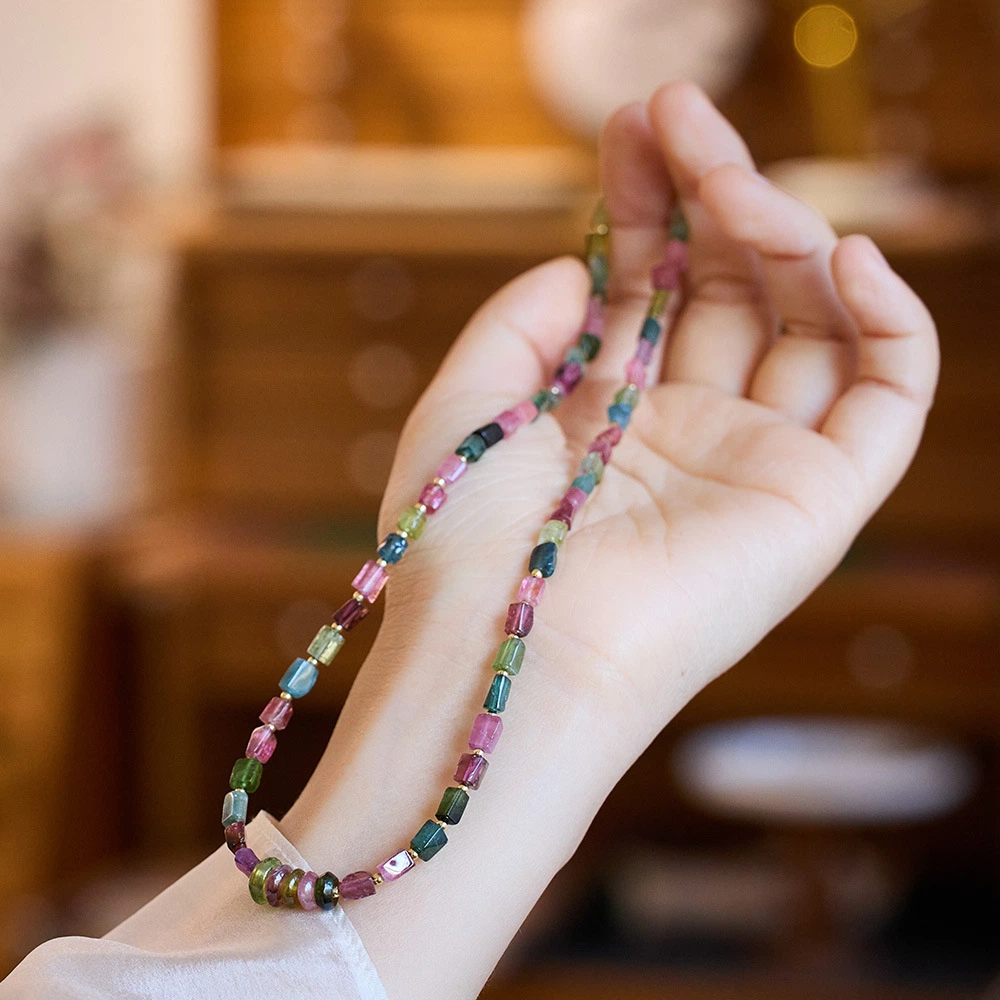 Natural Rainbow Tourmaline Necklace