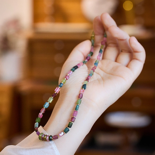 Natural Rainbow Tourmaline Necklace