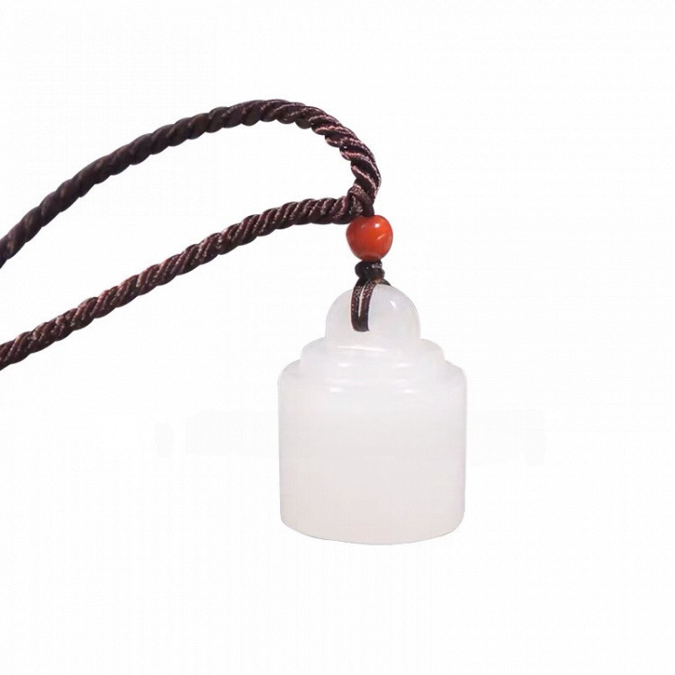 Terra Dharma White jade small seal pendant | White Jade Uncarved Seal - TerraDharma