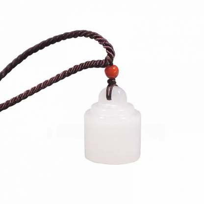 Terra Dharma White jade small seal pendant | White Jade Uncarved Seal - TerraDharma