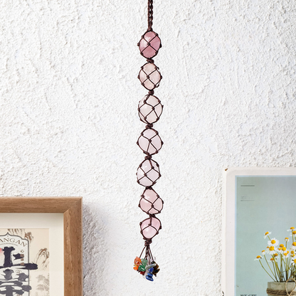 7 Chakra Tumbled Stone Car Hanger With Chips Tassel, Healing Crystals Hanging Ornament - Car and Home Decor - TerraDharma