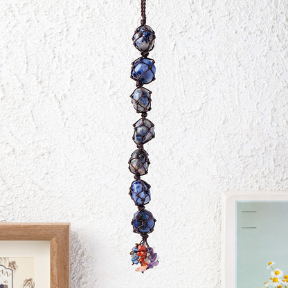 7 Chakra Tumbled Stone Car Hanger With Chips Tassel, Healing Crystals Hanging Ornament - Car and Home Decor - TerraDharma