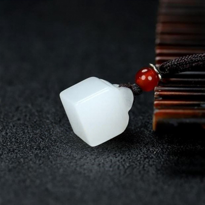 Terra Dharma White jade small seal pendant | White Jade Uncarved Seal - TerraDharma