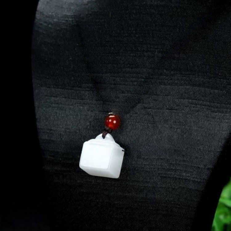 Terra Dharma White jade small seal pendant | White Jade Uncarved Seal - TerraDharma