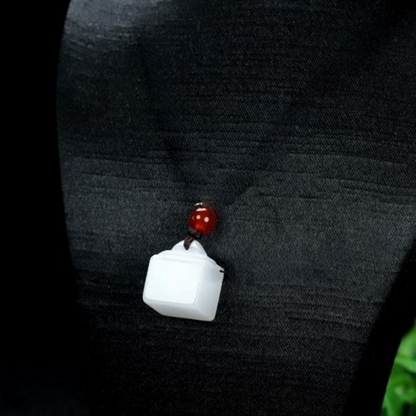 Terra Dharma White jade small seal pendant | White Jade Uncarved Seal - TerraDharma