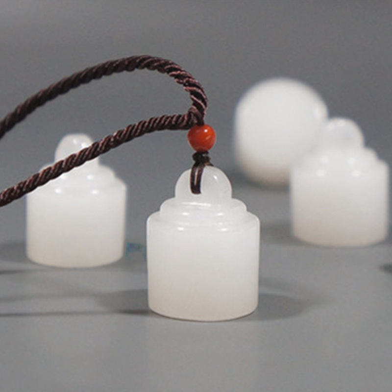 Terra Dharma White jade small seal pendant | White Jade Uncarved Seal - TerraDharma