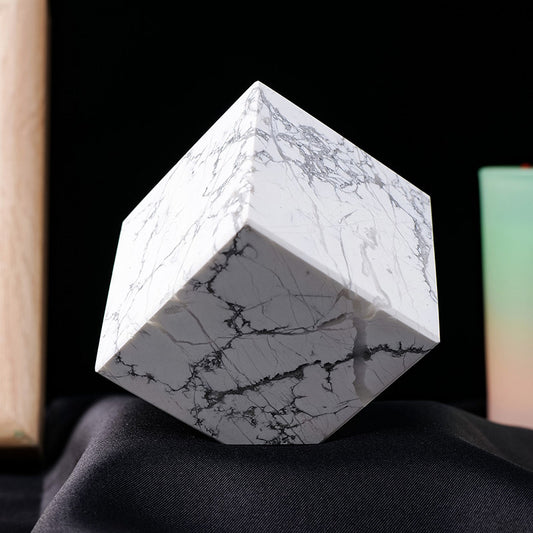 Natural crystal white turquoise Rubik's Cube ornament - TerraDharma