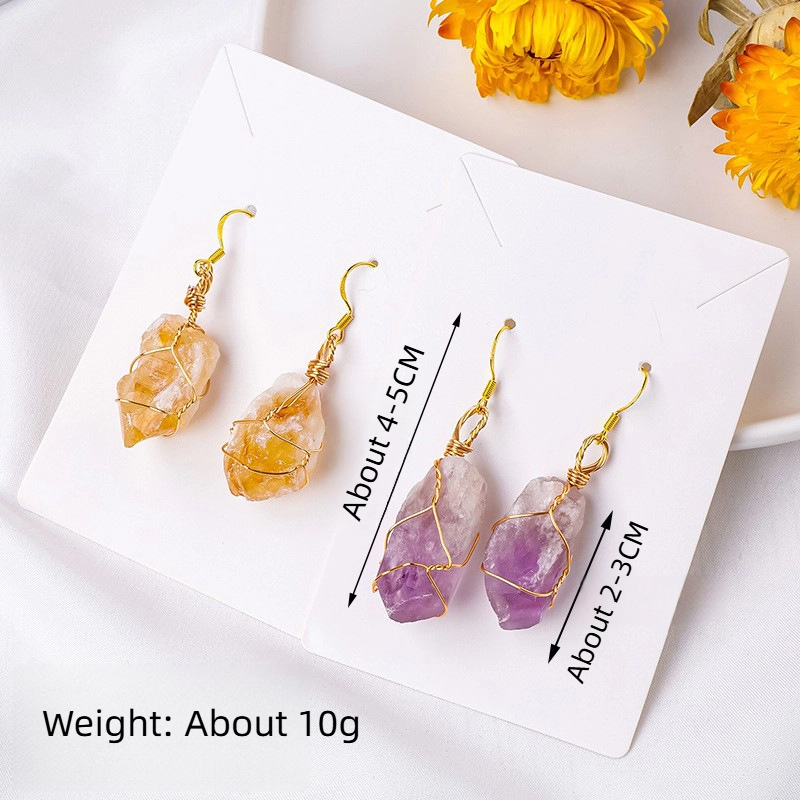 Natural Crystal Tooth-shaped Raw Stone Earrings