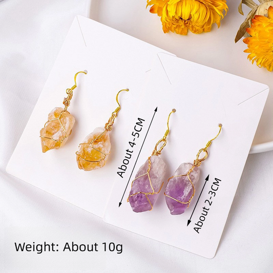 Natural Crystal Tooth-shaped Raw Stone Earrings
