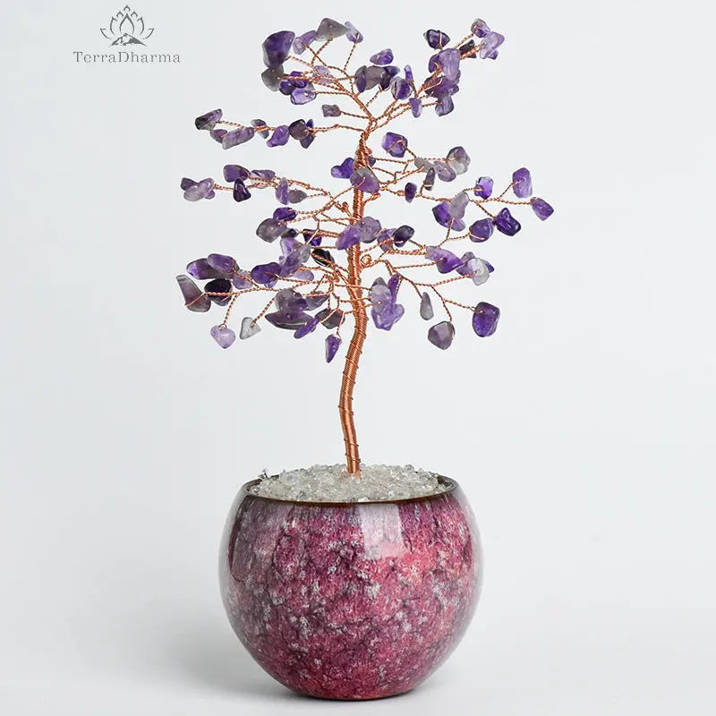 Natural crystal crushed stone money-attracting tree - TerraDharma