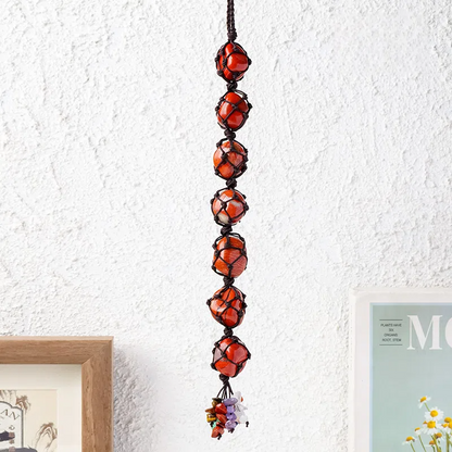 7 Chakra Tumbled Stone Car Hanger With Chips Tassel, Healing Crystals Hanging Ornament - Car and Home Decor - TerraDharma